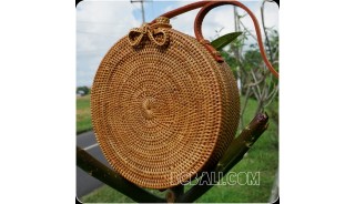 rattan hand woven ata handbag lining full handmade circle short handle 